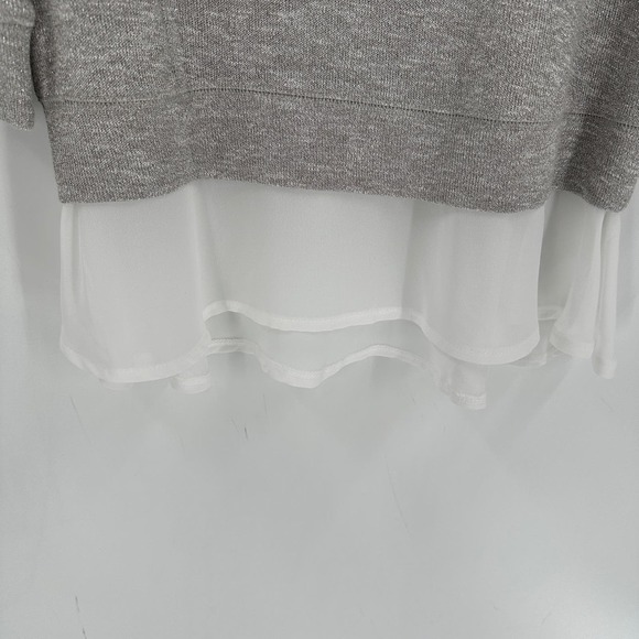 INC. International Concepts Gray Metallic Crew Neck Ruffle Hem Knit Top Medium - Picture 3 of 10